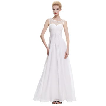 Starzz sin mangas de gasa blanca larga simplemente vestidos de dama de honor ST000060-2